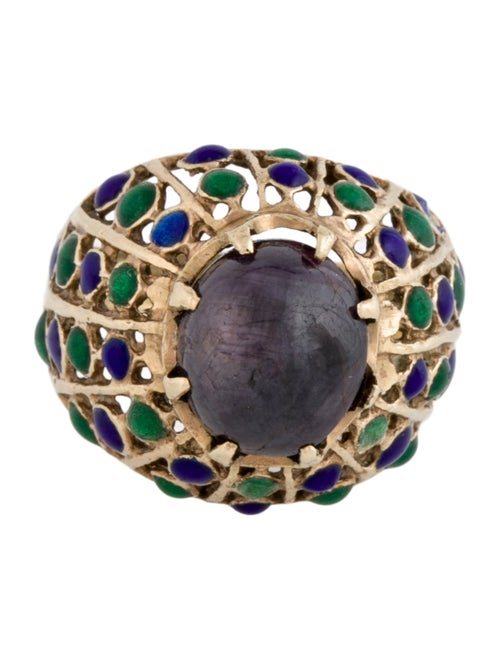 Ring 14K Star Ruby & Enamel Ring