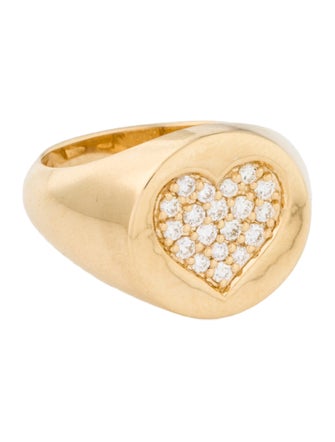 Ring 18K Diamond Heart Signet Ring