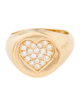 Ring 18K Diamond Heart Signet Ring