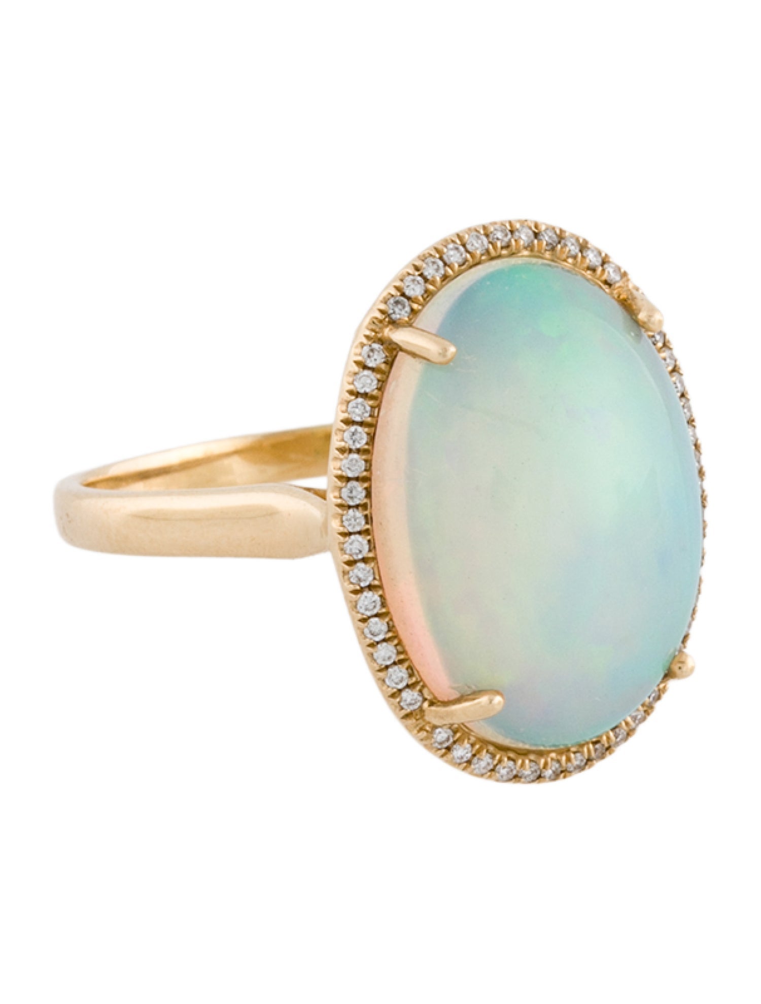 Ring 14K Opal & Diamond Cocktail
