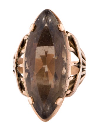 Ring 14K 12.55ct Smokey Quartz Cocktail Ring