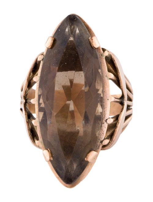Ring 14K 12.55ct Smokey Quartz Cocktail Ring