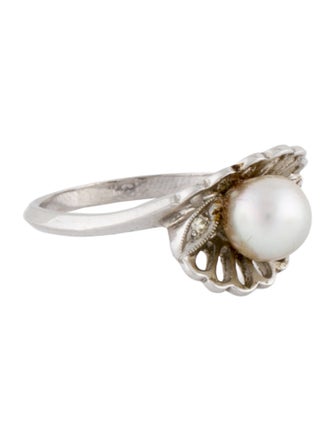 Ring 14K Pearl & Diamond Cocktail Ring