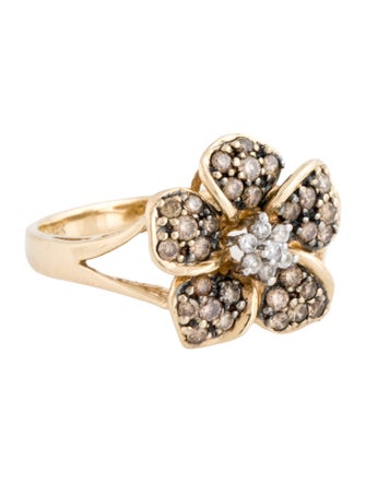 Ring 14K Diamond Flower Cocktail Ring