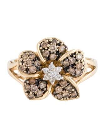 Ring 14K Diamond Flower Cocktail Ring