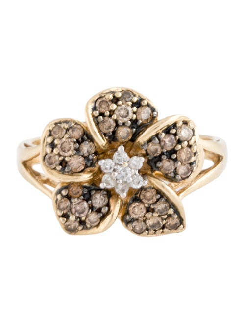 Ring 14K Diamond Flower Cocktail Ring