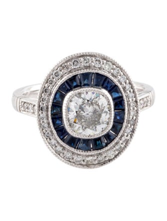 Ring Platinum 1.02ct Diamond & Sapphire Cocktail Ring