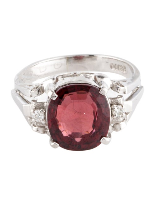 Ring Platinum 4.04ct Garnet & Diamond Cocktail Ring