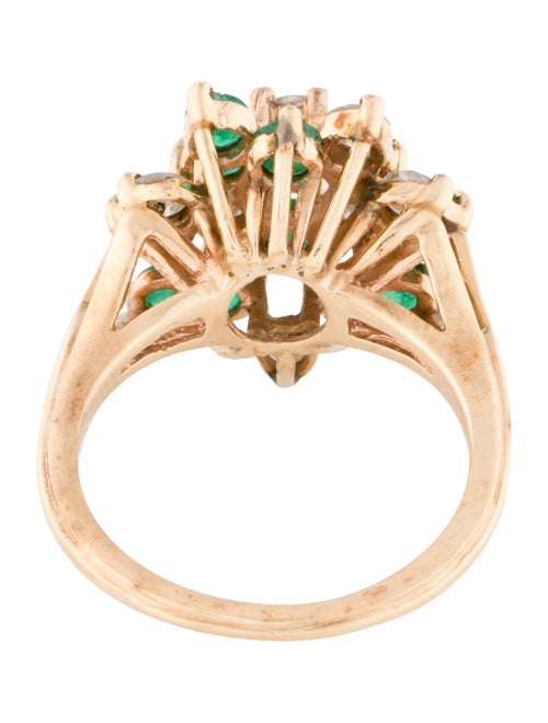 Ring 14K 1.03ctw Diamond & Emerald Cluster Cocktail Ring