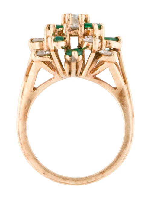 Ring 14K 1.03ctw Diamond & Emerald Cluster Cocktail Ring