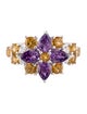 Ring 18K 1.63ct Amethyst, 1.46ct Citrine & Diamond Floral Cocktail Ring
