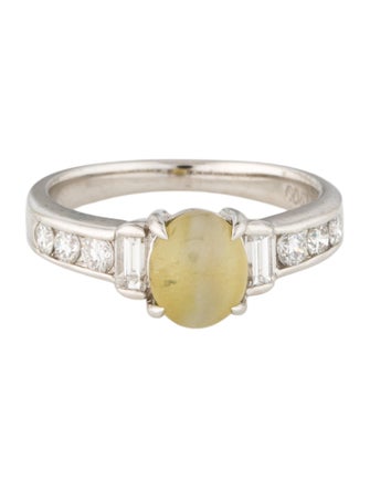 Ring Platinum 1.84ct Cat's Eye Chrysoberyl & Diamond Cocktail Ring