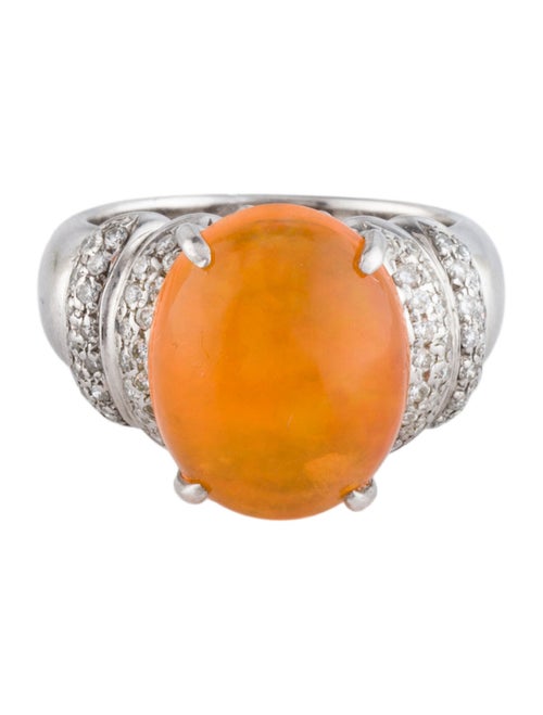 Ring Platinum Fire Opal & Diamond Cocktail Ring