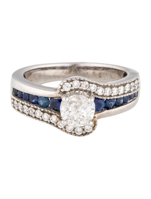 Ring 14K Diamond & Sapphire Cocktail Ring