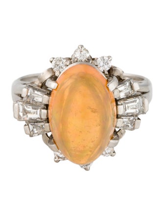 Ring Platinum 4.62ct Fire Opal & Diamond Cocktail Ring
