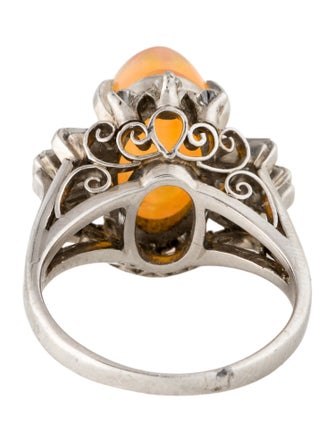 Ring Platinum 4.62ct Fire Opal & Diamond Cocktail Ring
