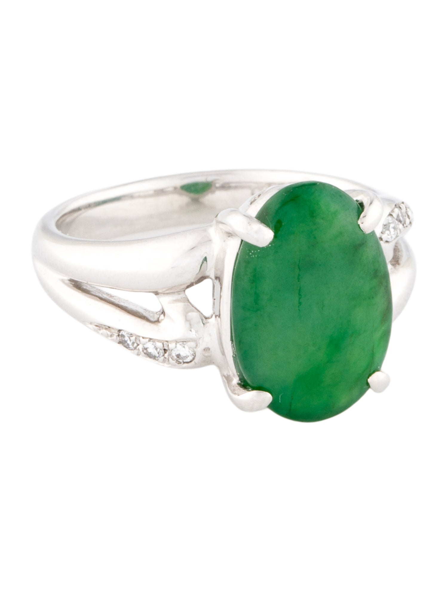 Ring 18K 3.46ct Jadeite & Diamond Cocktail Ring