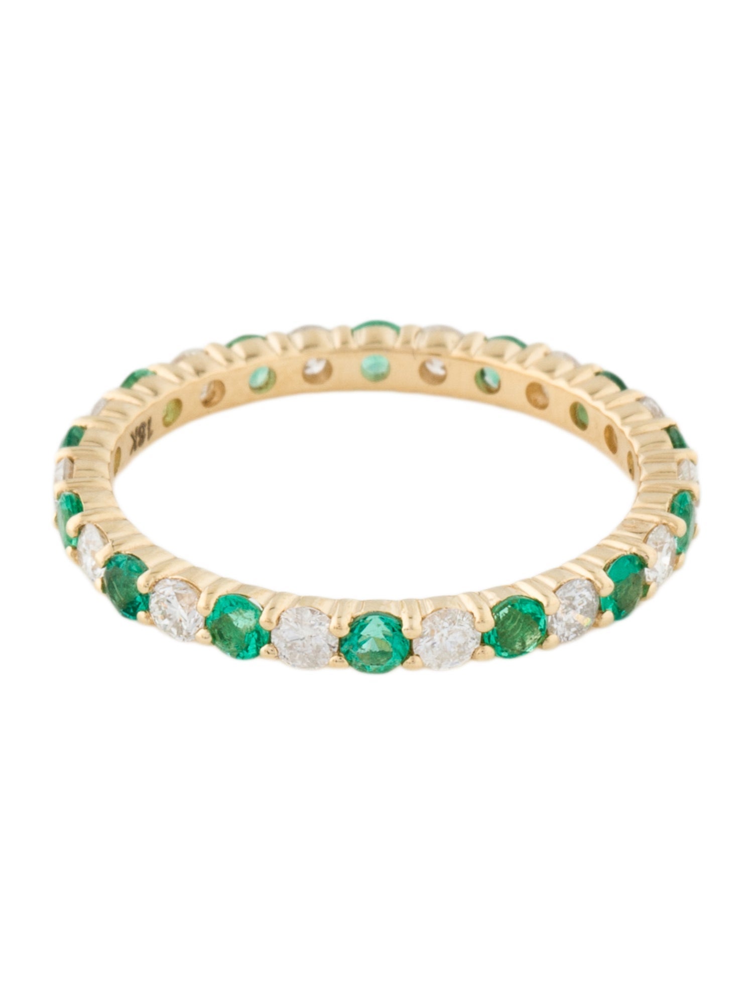 Ring 18K Emerald & Diamond Eternity Band