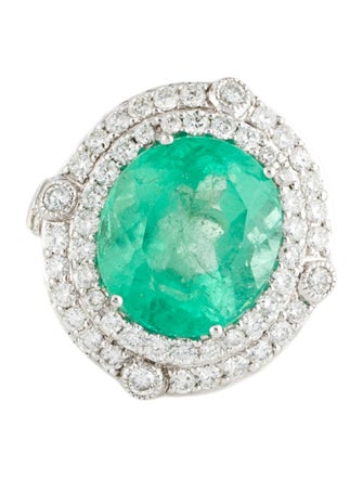 Ring Michael Christoff 18K 8.12ct Emerald & Diamond Cocktail Ring