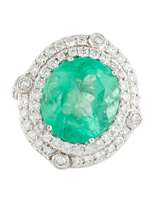 Ring Michael Christoff 18K 8.12ct Emerald & Diamond Cocktail Ring