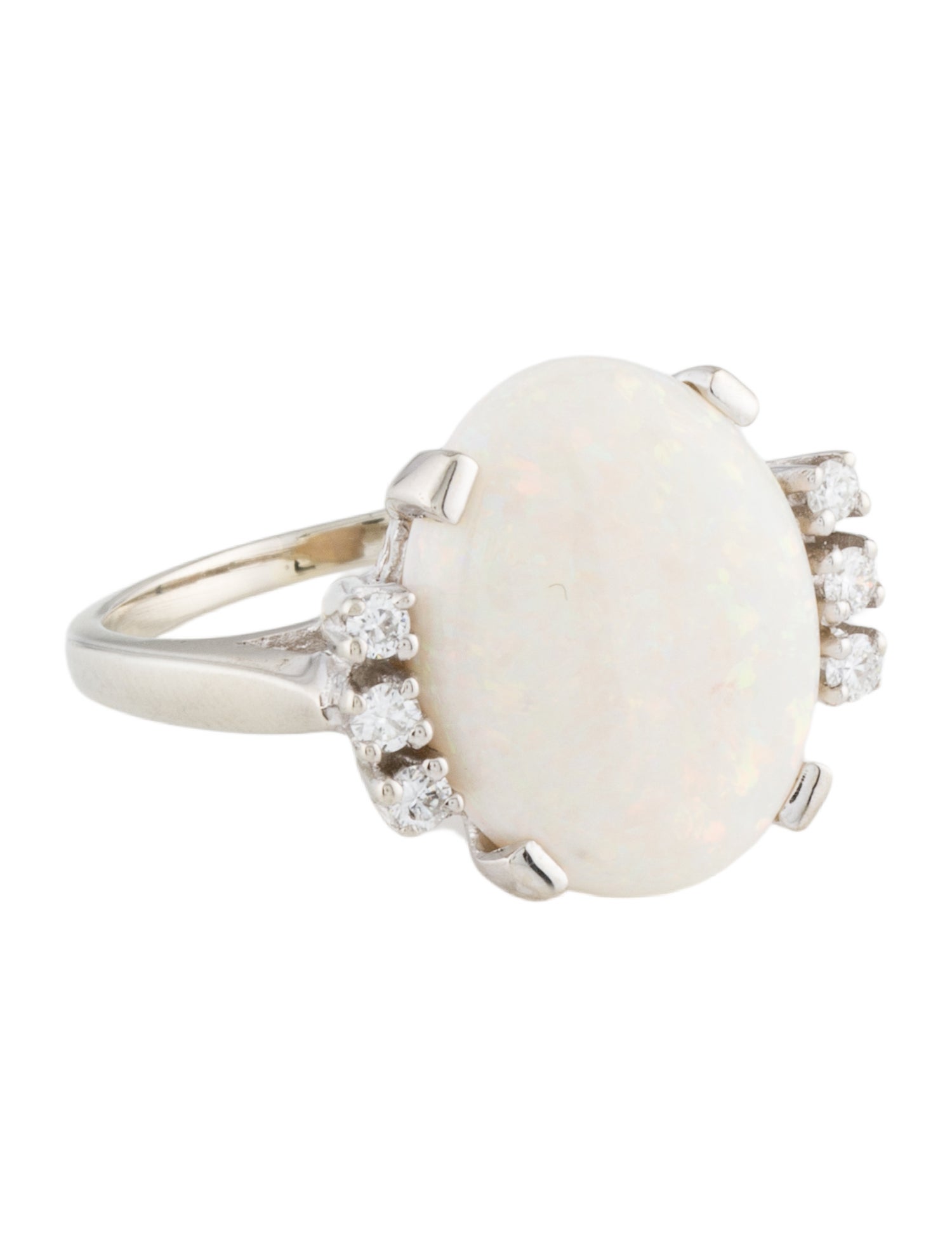 Ring 14K 5.52ct Opal & Diamond Cocktail Ring