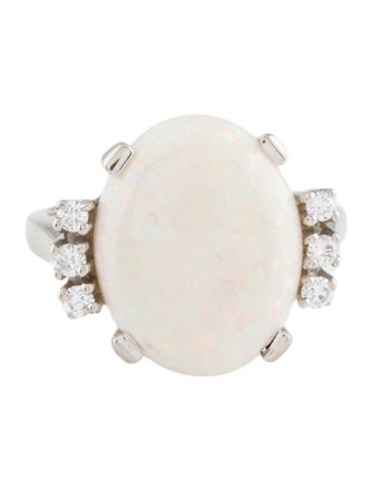 Ring 14K 5.52ct Opal & Diamond Cocktail Ring