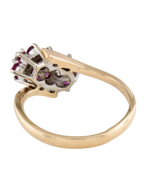 Ring 14K Ruby & Diamond Flower Cocktail Ring