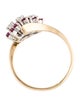 Ring 14K Ruby & Diamond Flower Cocktail Ring