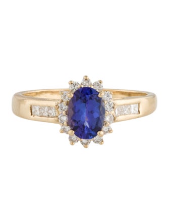 Ring 14K Tanzanite & Diamond Cocktail Ring