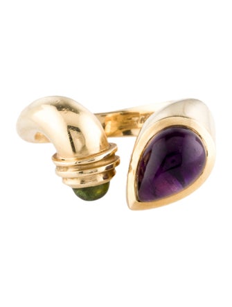 Ring 14K Amethyst & Peridot Cocktail Ring