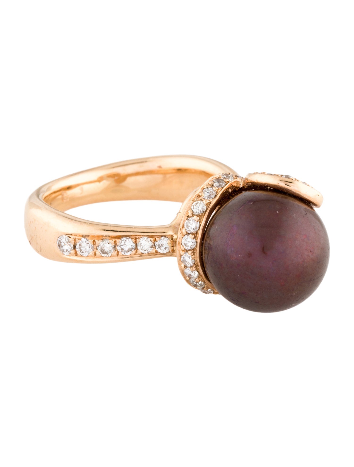 Ring 18K Dyed Pearl & Diamond Cocktail
