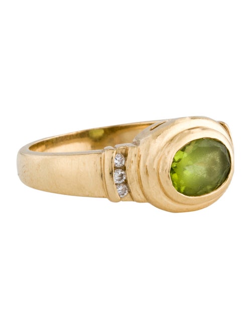 Ring 14K Peridot & Diamond Cocktail Band