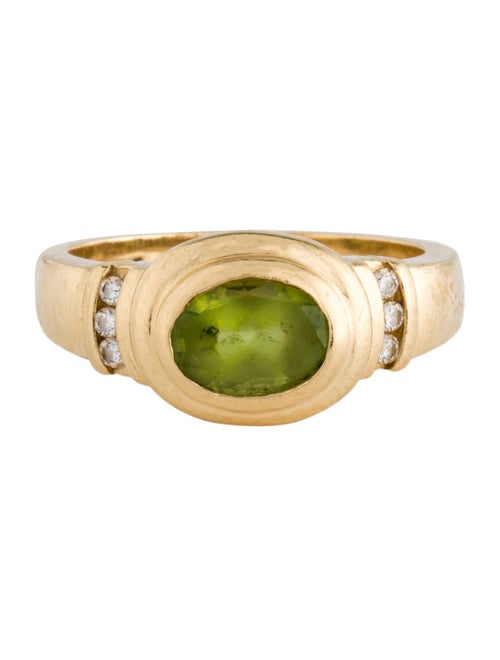 Ring 14K Peridot & Diamond Cocktail Band