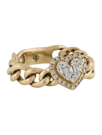 Ring 18K Diamond Heart Chain Ring