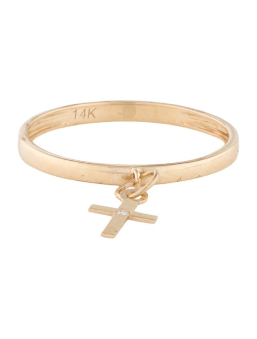 Ring 14K Diamond Cross Charm Ring