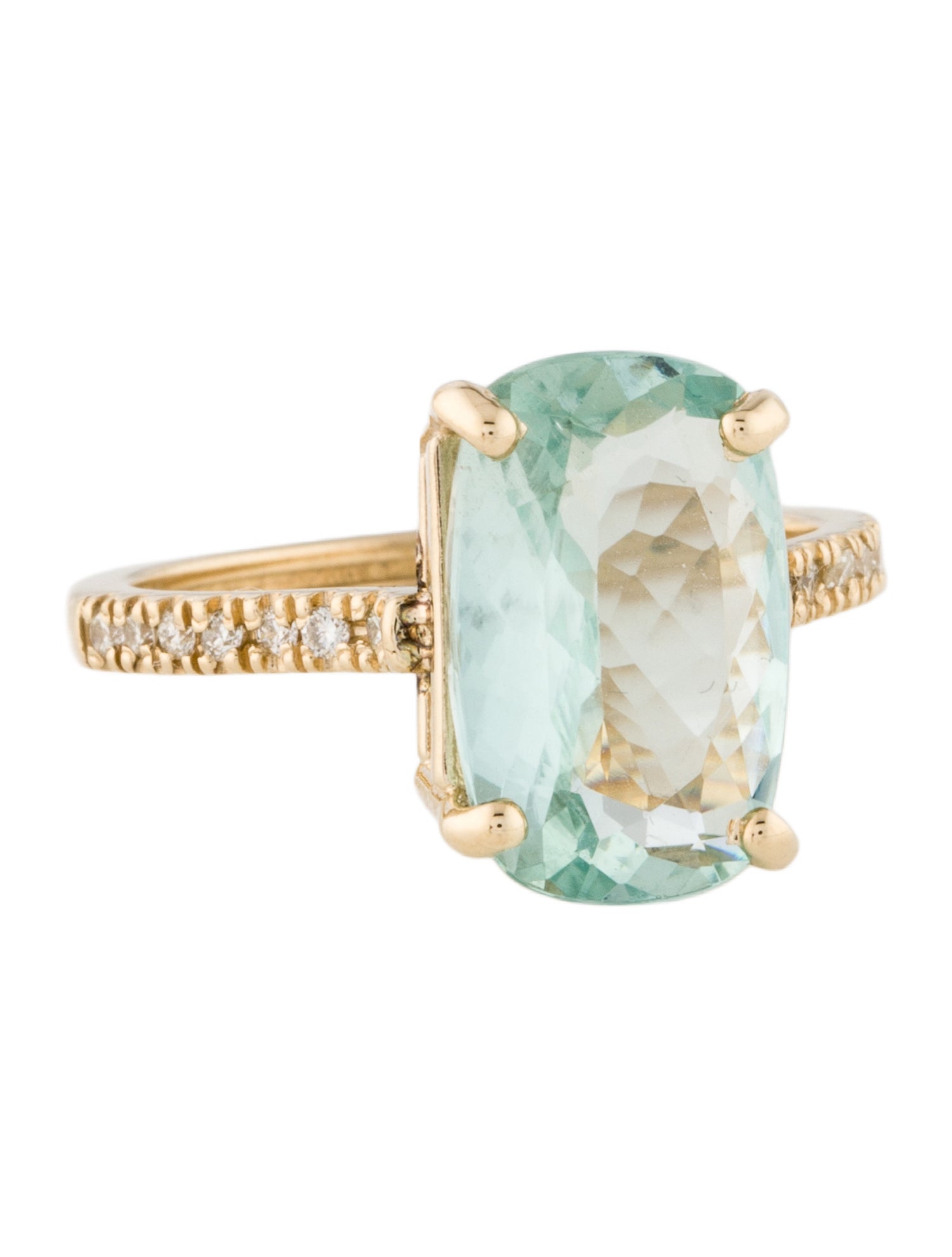 Ring 14K Aquamarine & Diamond Cocktail