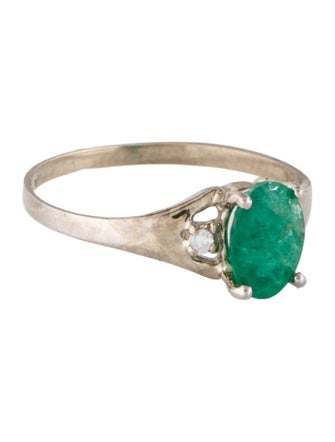 Ring 10K Emerald & Diamond Cocktail Ring