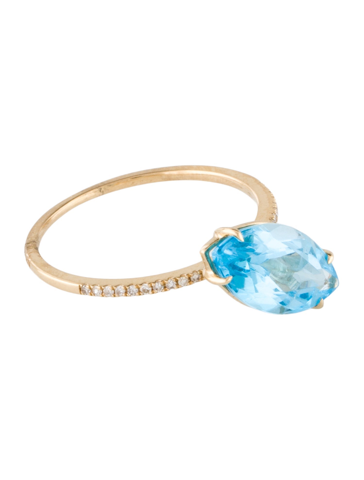 Ring 14K Topaz & Diamond Cocktail Ring