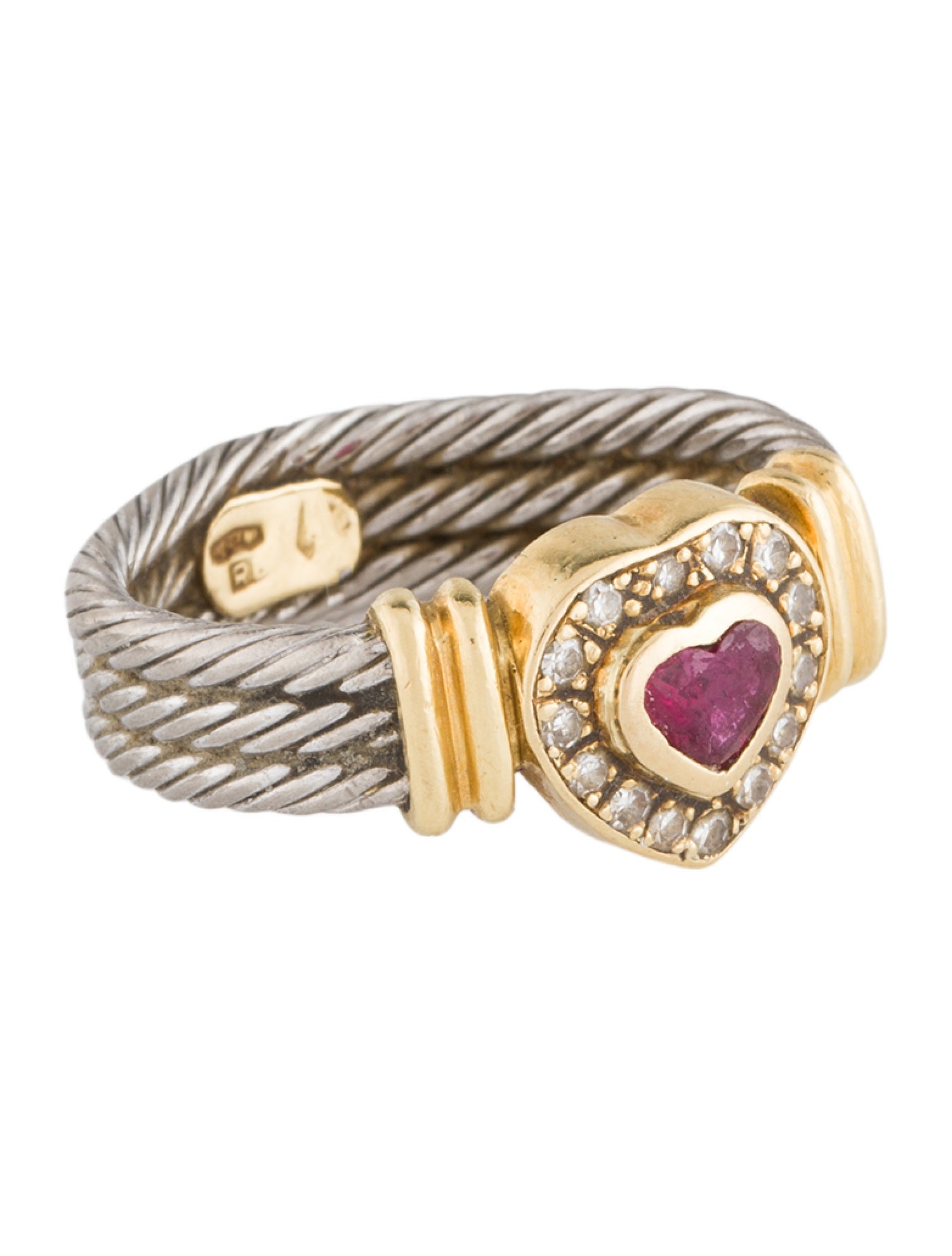 Ring 18K Two-Tone Ruby and Diamond Cocktail