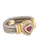 Ring 18K Two-Tone Ruby and Diamond Cocktail Ring