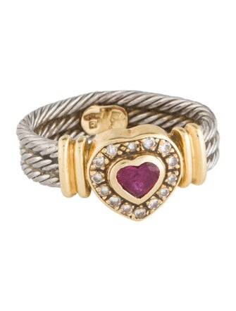 Ring 18K Two-Tone Ruby and Diamond Cocktail Ring