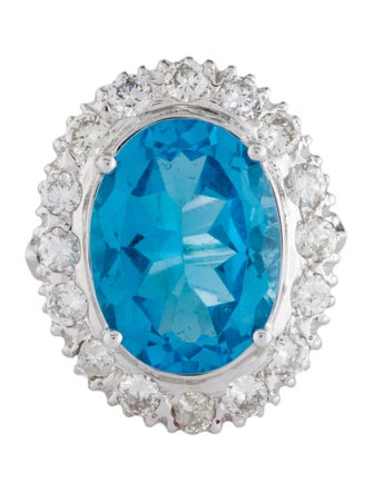 Ring 14K 10.5ct Topaz & Diamond Ring