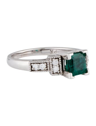 Ring 14K 1.16ct Emerald & Diamond Cocktail Ring