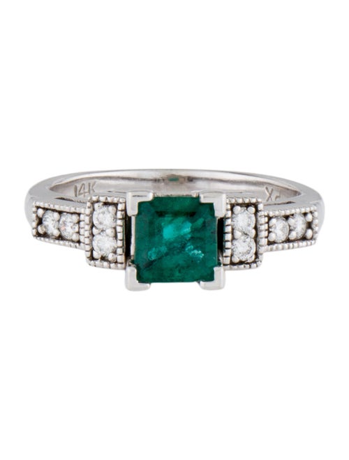 Ring 14K 1.16ct Emerald & Diamond Cocktail Ring
