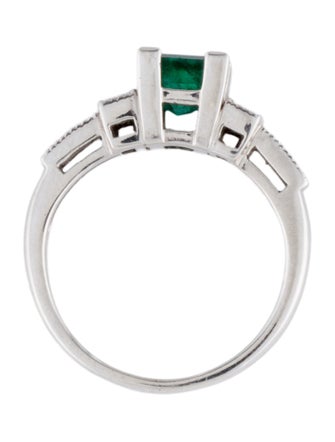 Ring 14K 1.16ct Emerald & Diamond Cocktail Ring