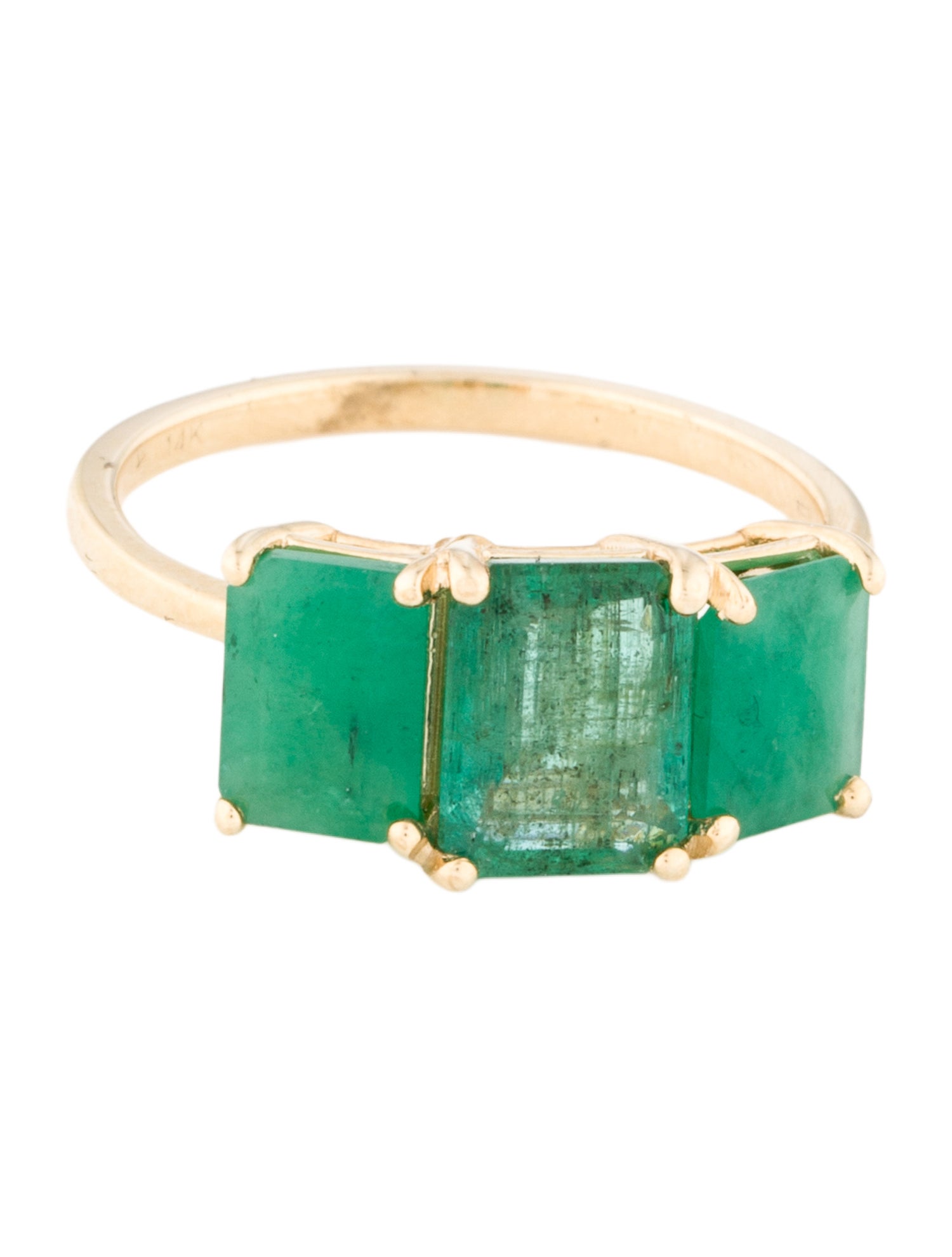 Ring 14K 3.29ctw Emerald Three-Stone Cocktail