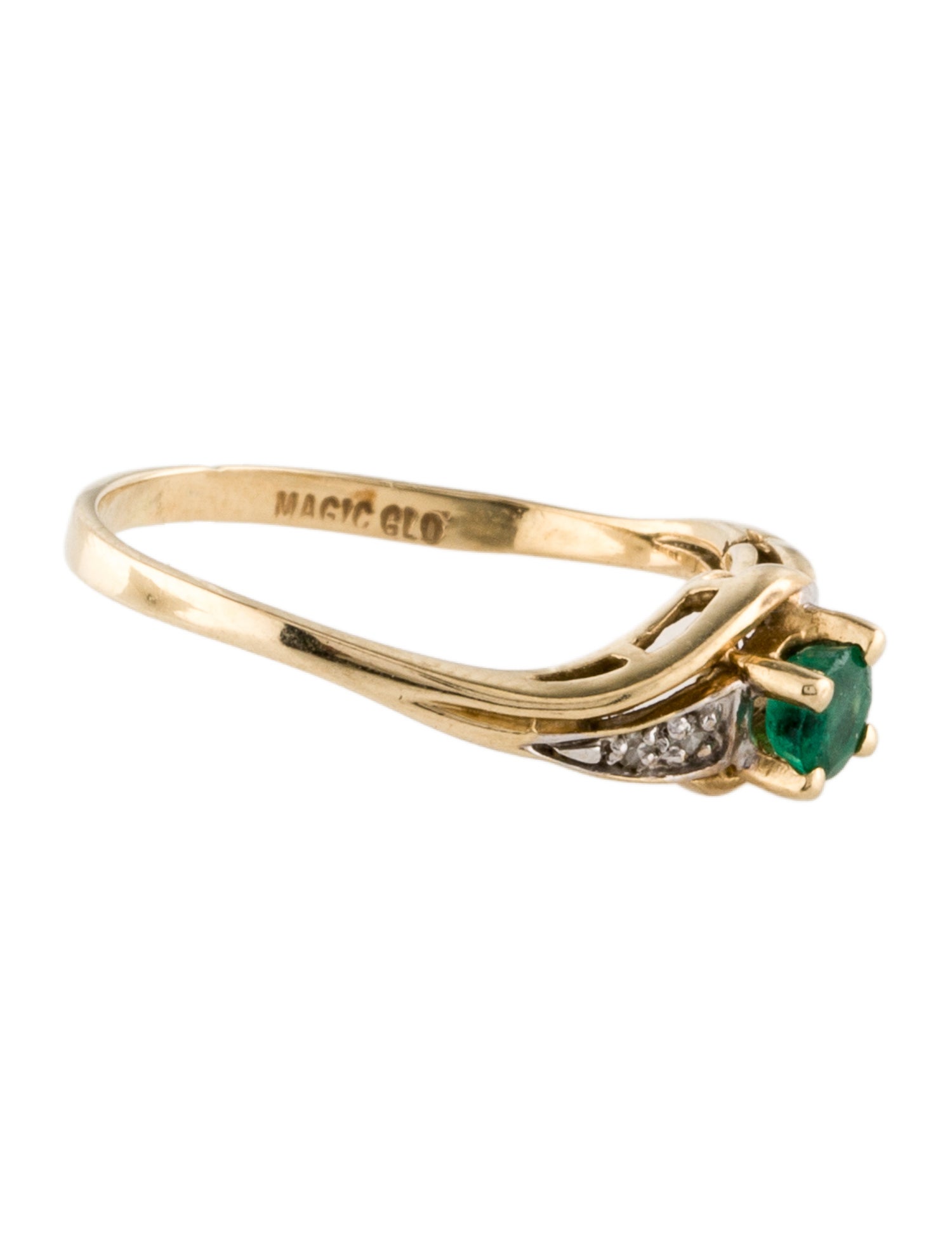 Ring 14K Emerald & Diamond Band
