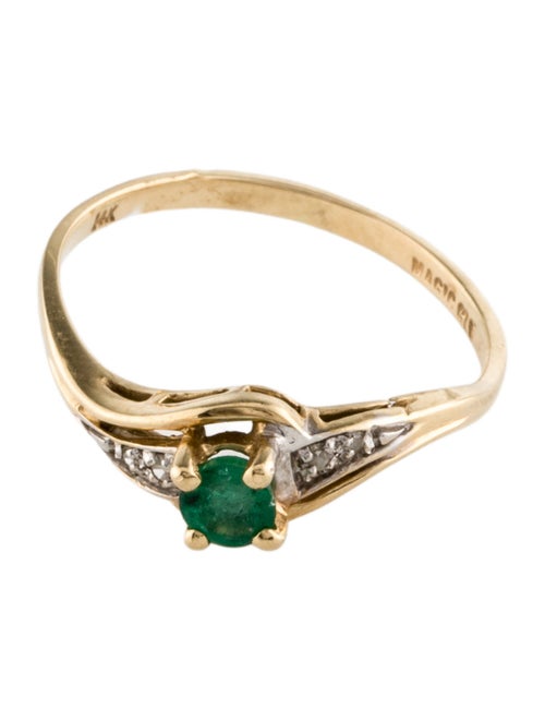 Ring 14K Emerald & Diamond Band