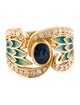 Ring 18K 1.12ct Sapphire & Diamond Winged Cocktail Ring