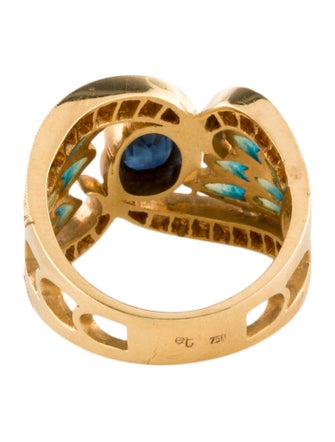 Ring 18K 1.12ct Sapphire & Diamond Winged Cocktail Ring